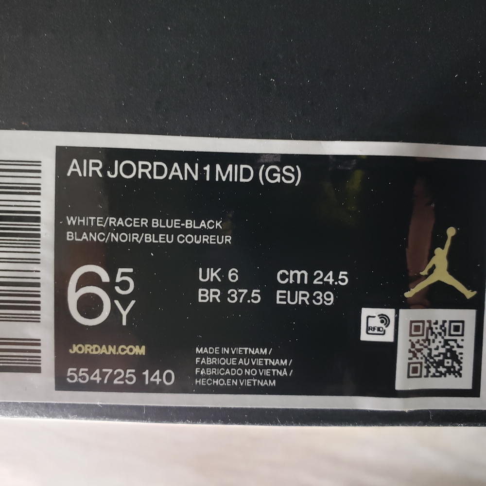 Nike Air Jordan 1 NEW  Mid Black White Royal Blue - Picture 2 of 9